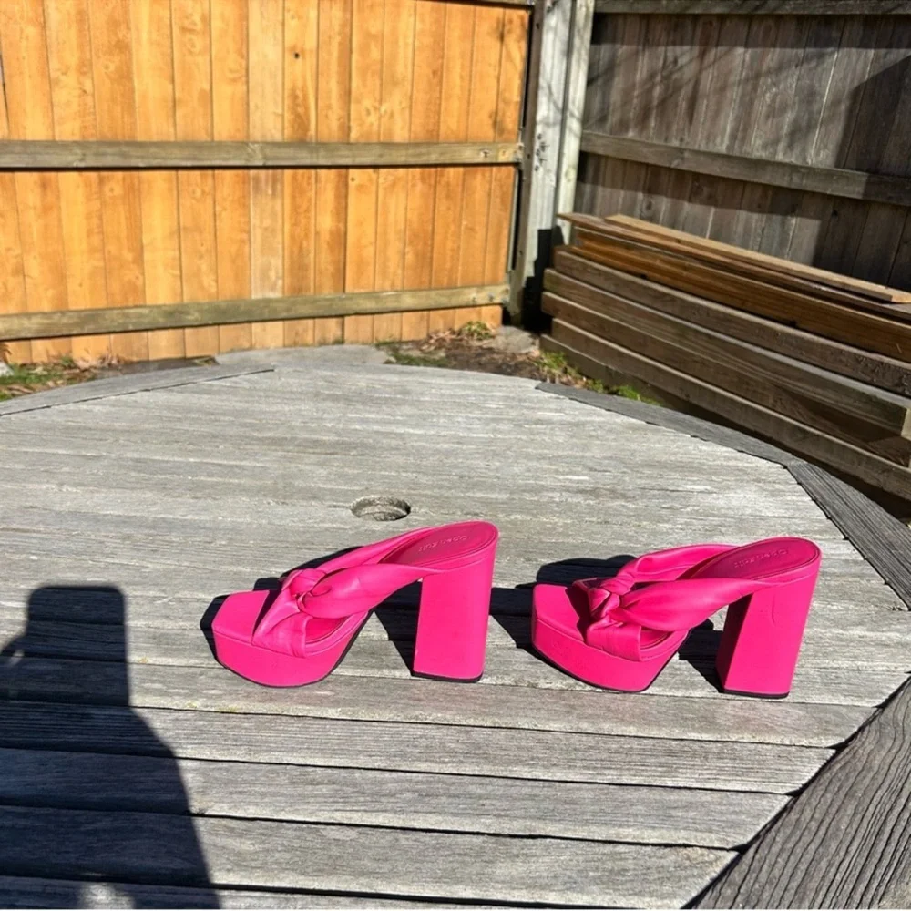 Open Edit Kaia Knot Platform Sandals in pink‎ rouge size 7 spring summer preppy